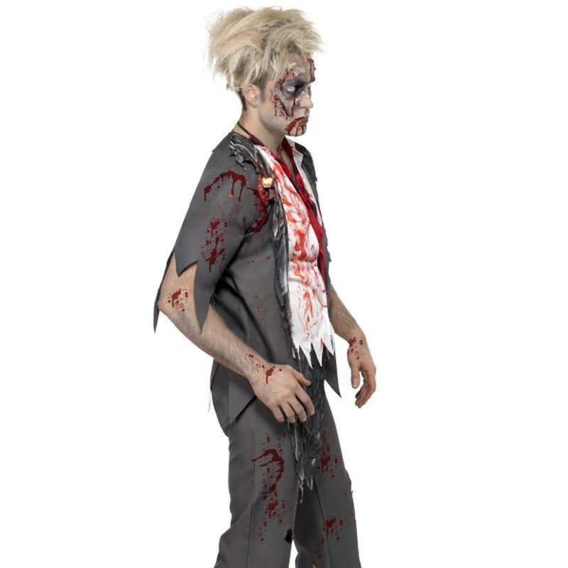 High School Horror Zombie Schoolboy Costume Adult Grey White Red Mens
