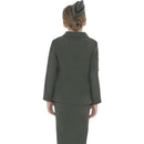 WW2 Army Girl Costume Kids Khaki Green
