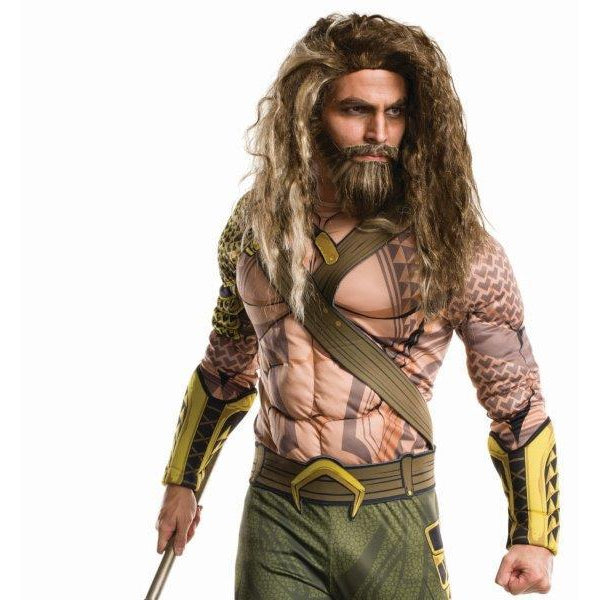 Aquaman Wig And Beard Adult Mens Brown -1