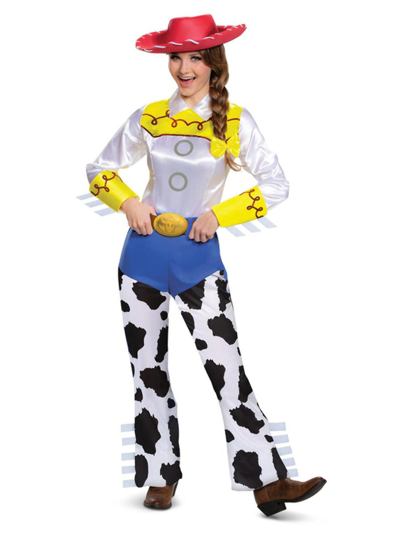 Disney Pixar Toy Story 4 Jessie Classic Costume Adult Jumpsuit Attached Shirt Hat Hair Bow Disney Pixar Toy Story 4 Jessie Classic Costume Adult Jumpsuit Attached Shirt Hat Hair Bow