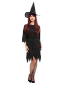 Spooky Witch Costume Adult Black Dress Hat Belt