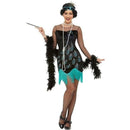 Costumes Australia 20s Peacock Flapper Costume Adult Green Black_1