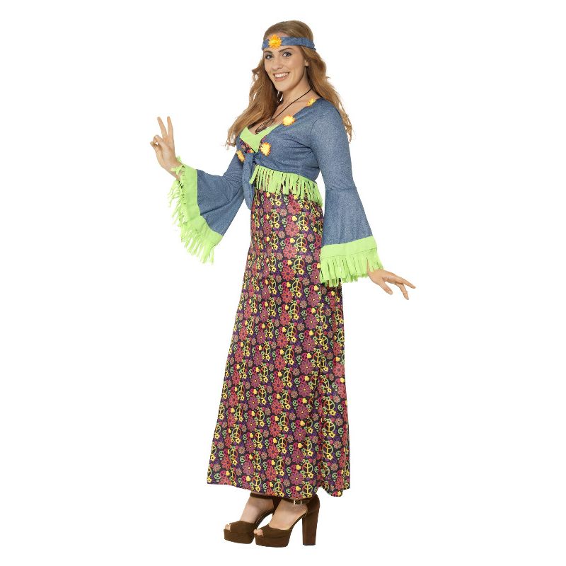 Curves Hippie Lady Costume Multi-Coloured Adult 2