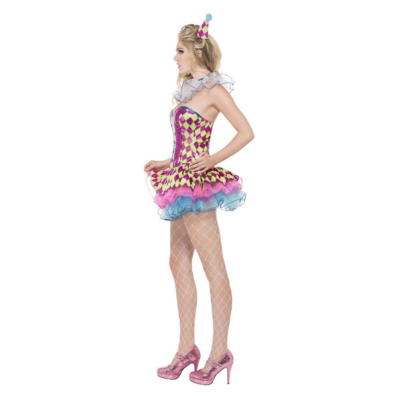 Neon Harlequin Clown Costume Pink Adult_3 