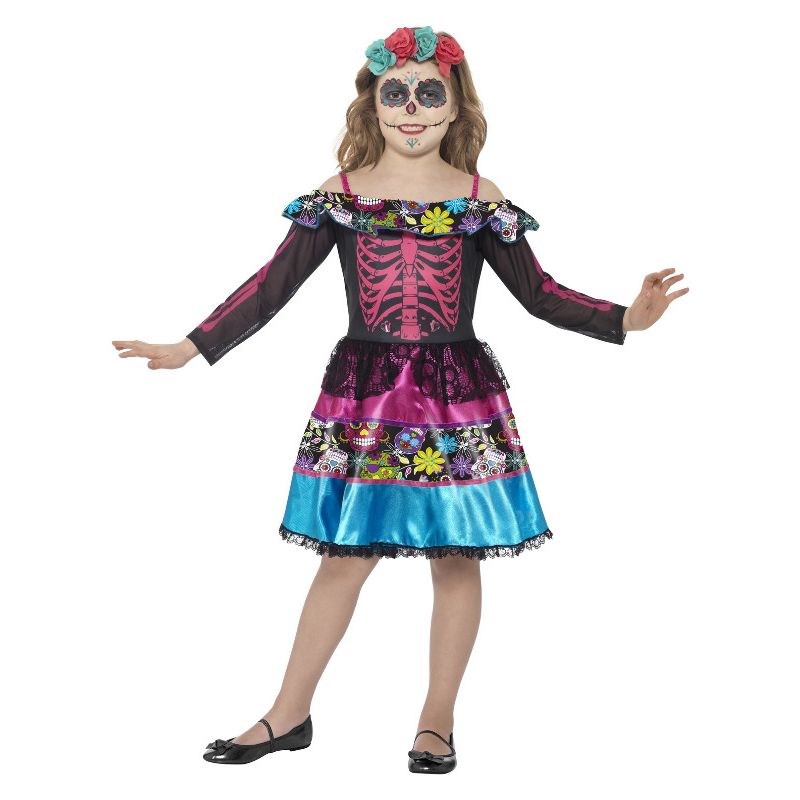 Day of the Dead Sweetheart Costume Multi-Coloured Child_1 sm-44930L