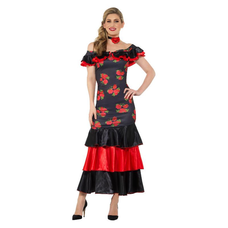 Flamenco Lady Costume Black & Red Adult
