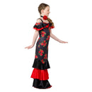 Flamenco Girl Costume Black & Red Child Spanish Dress