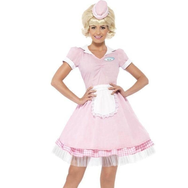 Costumes Australia 50s Diner Girl Costume Pink Dress Mini Hat_1