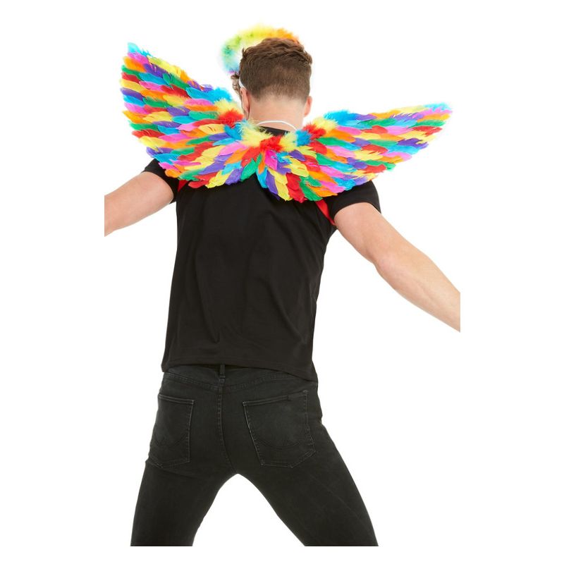 Rainbow Feather Wings Multi-Coloured Adult 2