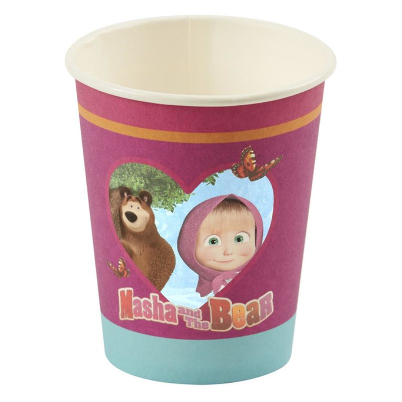 Masha and The Bear Tableware Party Cups x8 Child Pink_1 sm-51553