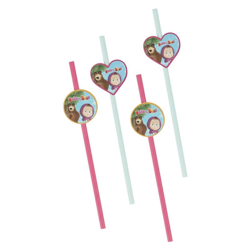 Masha and The Bear Tableware Party Straws x16 Child Pink Purple Blue_1 sm-51554