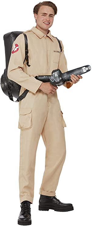 80's Ghostbusters Mens Deluxe Costume Adult Jumpsuit Beige
