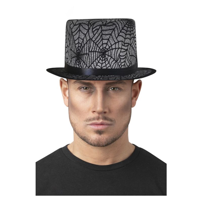 Spider Web Top Hat Adult Grey_1 sm-52829