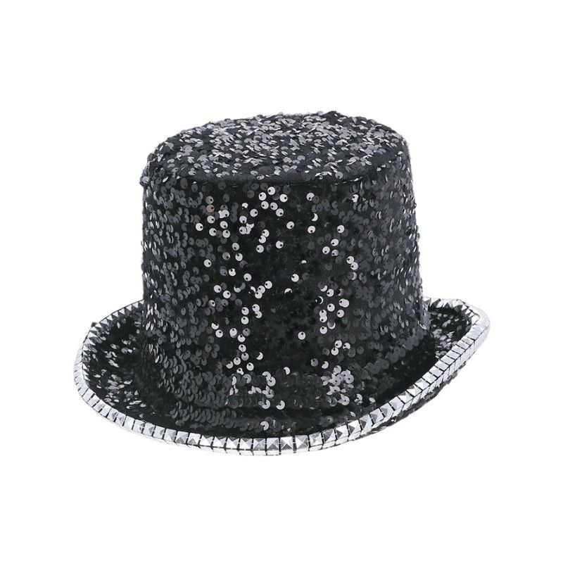 Fever Deluxe Felt & Sequin Top Hat Black Adult 1