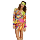 Costumes Australia 60s Flower Power Fever Costume Adult Multi Coloured Dress_1