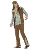 Costumes Australia 60s Hippie Costume With Trousers Top Waistcoat Adult Multi Coloured_2