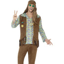 Costumes Australia 60s Hippie Costume With Trousers Top Waistcoat Adult Multi Coloured_1