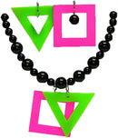 80S Neon Necklace & Earrings Set