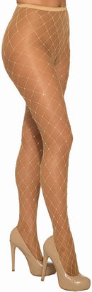 Nude & Rhinestone Fishnet Stockings