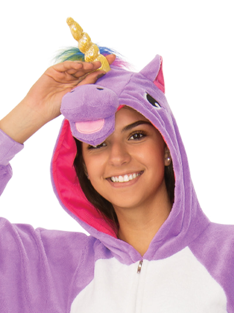 Purple Unicorn Hooded Onesie Costume