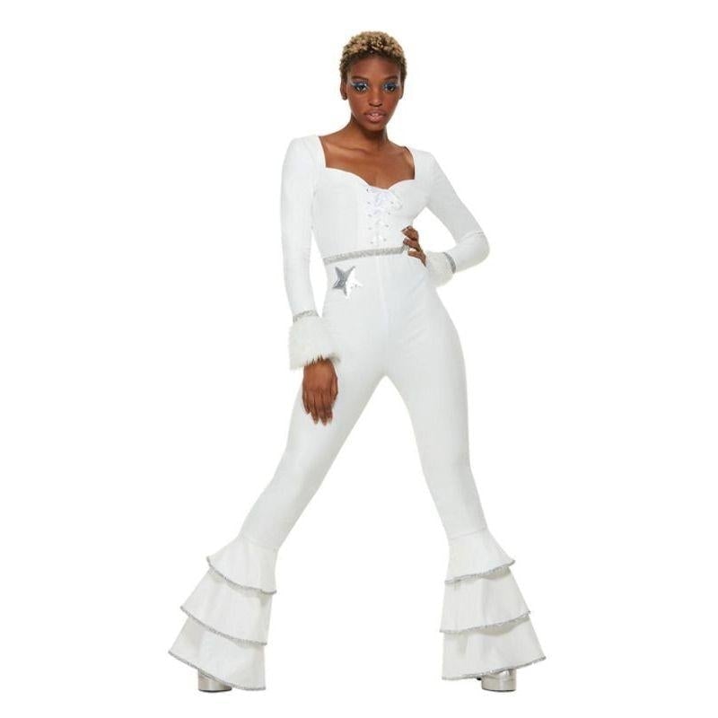Costumes Australia 70s ABBA Glam Costume Ladies White Jumpsuit_1