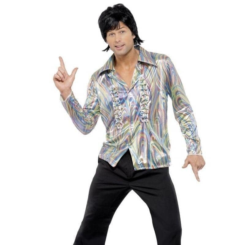 Costumes Australia 70s Retro Costume Adult Psychedelic Shirt Black Flared Trousers_1