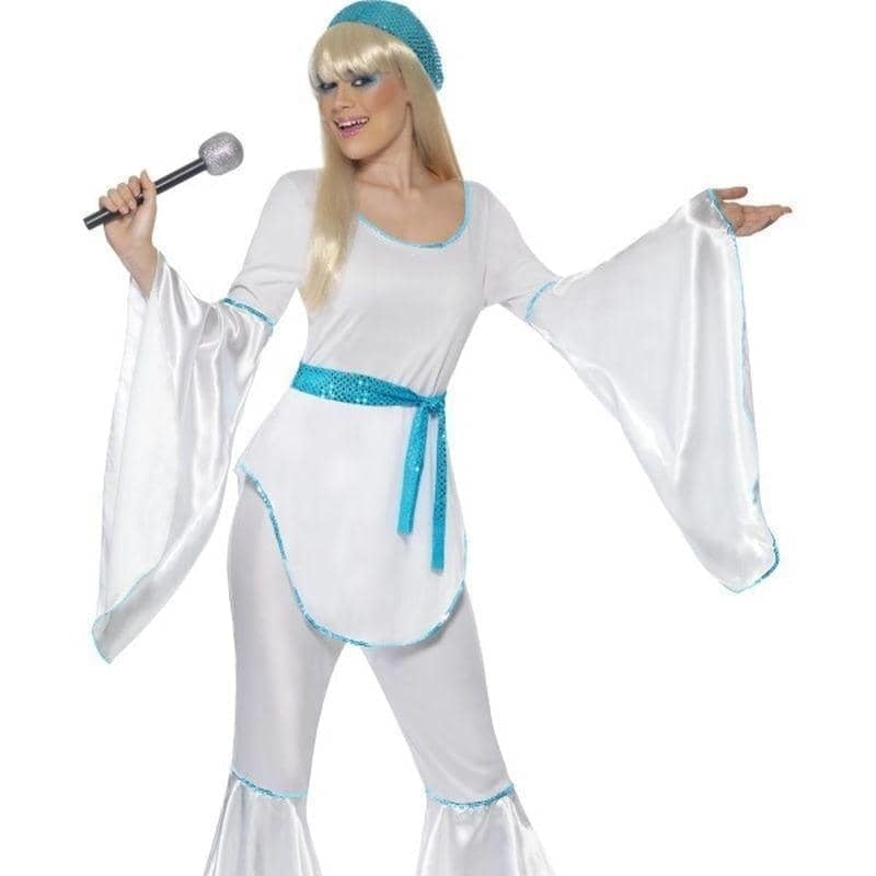 Costumes Australia 70s Super Trooper Costume Adult White Blue Top Trousers Hat Belt_1