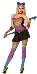 Leopard Party Animal Hosiery - Rainbow