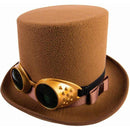Steampunk Hat With Goggles - Brown