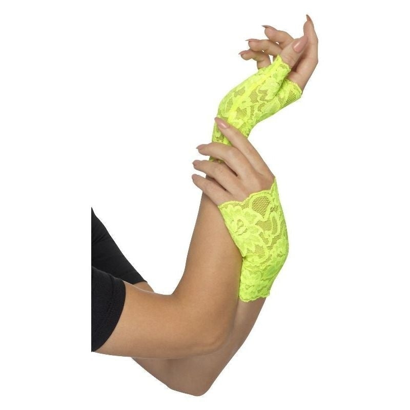 Costumes Australia Size Chart 80s Fingerless Lace Gloves Adult Neon Green Short