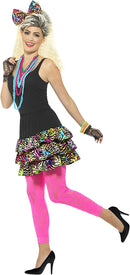 Costumes Australia 80s Party Girl Vibrant Skirt Headpiece Necklace Adult Kit_2