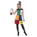Costumes Australia 80s Rubiks Cube Costume Adult Multi Coloured Dress Bag Headband_3