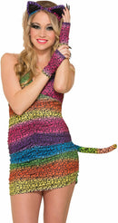 Leopard Rainbow Fingerless Gloves