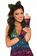 Tiger Rainbow Fingerless Gloves