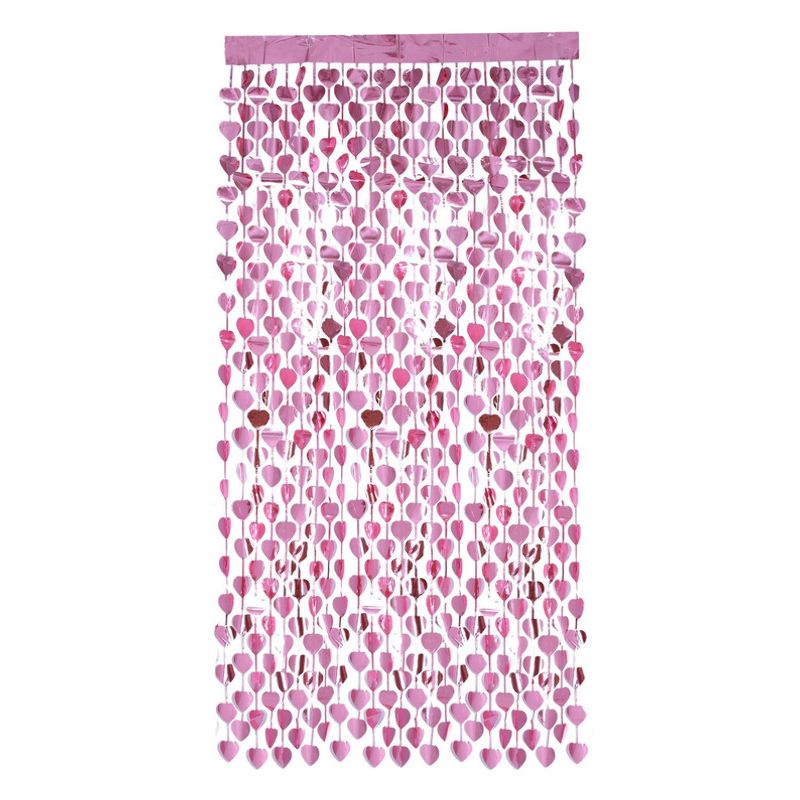 Heart Foil Curtain Backdrop Pink Adult 1