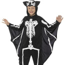 Costumes Australia Bat Skeleton Costume Kids Attached Wings Black White Bodysuit_1