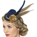 Costumes Australia Bavarian Oktoberfest Mini Hat Authentic Adult Blue with Feather_1