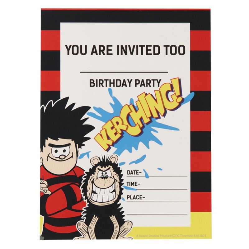 Costumes Australia Beano Tableware Party Invitations x8 Child Red Black Yellow_1