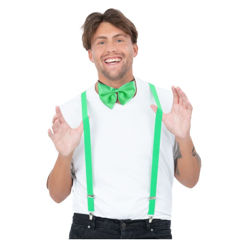 Costumes Australia Bow Tie & Braces Kit Green Adult_1
