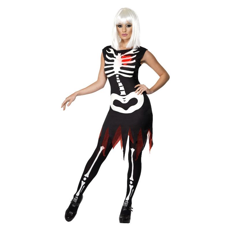 Costumes Australia Bright Bones Glow in the Dark Costume Black Skeleton Dress_1