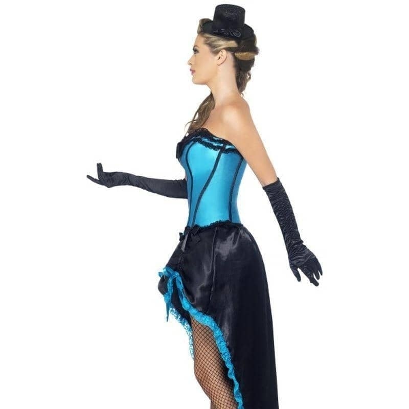 Costumes Australia Burlesque Dancer Costume Adult Blue Corset Black Dress_3
