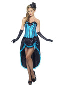 Costumes Australia Burlesque Dancer Costume Adult Blue Corset Black Dress_4