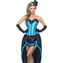 Costumes Australia Burlesque Dancer Costume Adult Blue Corset Black Dress_1