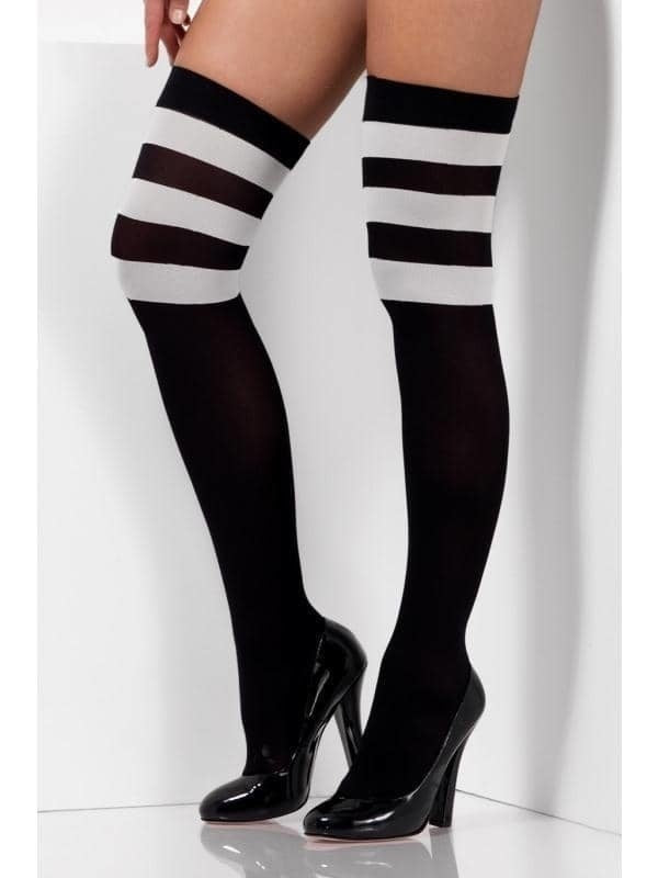 Costumes Australia Cheerleader Opaque Hold Ups Adult Black_1