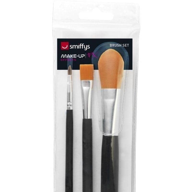 Costumes Australia Cosmetic Brush Set Pack Of 3 Adult Black_1