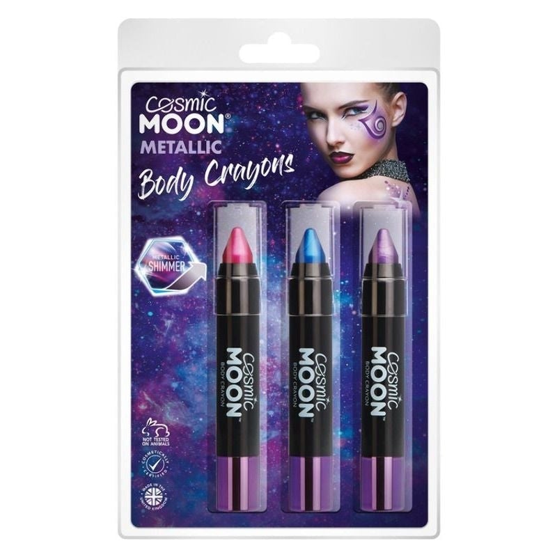 Costumes Australia Cosmic Moon Metallic Body Crayons 3 Pack Clamshell, 3. 5g Costume Make Up_3