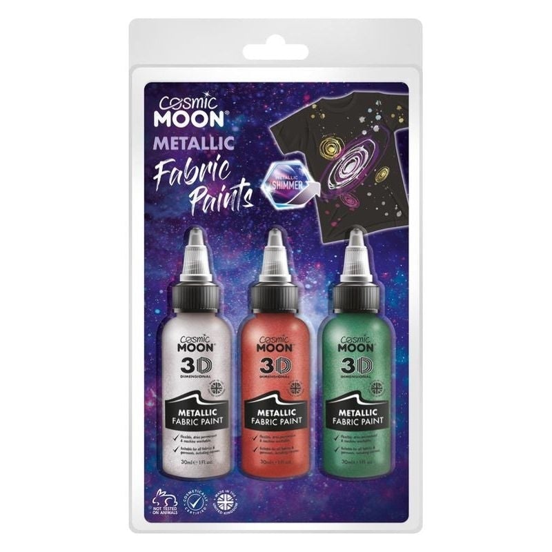 Costumes Australia Cosmic Moon Metallic Fabric Paint 3 Pack Colours Clamshell 30ml Costume Make Up_2