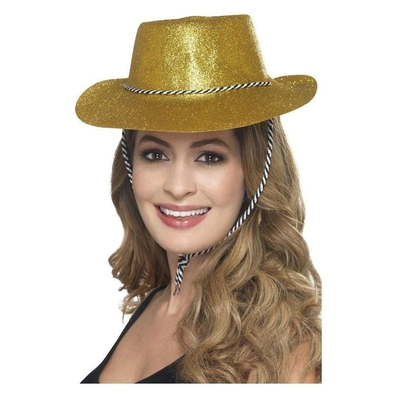 Costumes Australia Size Chart Cowboy Glitter Hat Adult Gold