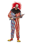 Costumes Australia Creepy Clown Mens Circus Costume Jumpsuit Mask Neck Ruffle_2