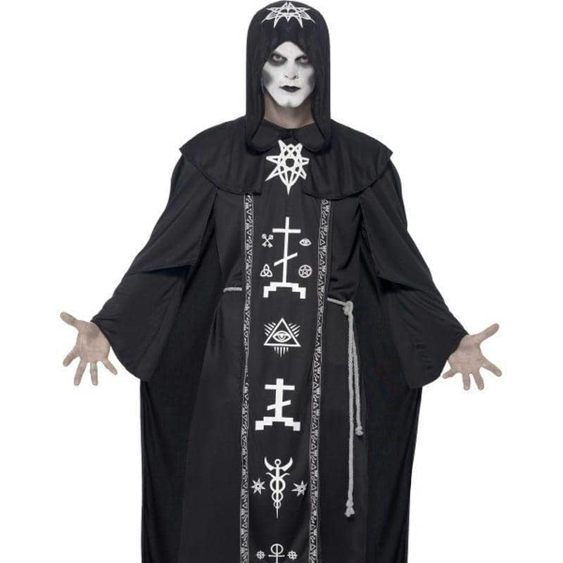 Costumes Australia Dark Arts Ritual Costume Adult One Size Black Hooded Robe Belt_1
